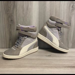 Puma Sky Womens Size 5.5 Purple Gray High Top Sneakers Hidden Wedged Shoes